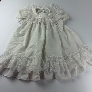 VTG Jo Lene Lace Fancy Party Dress Baby Girl 4T Ivory Baptism Made in USA